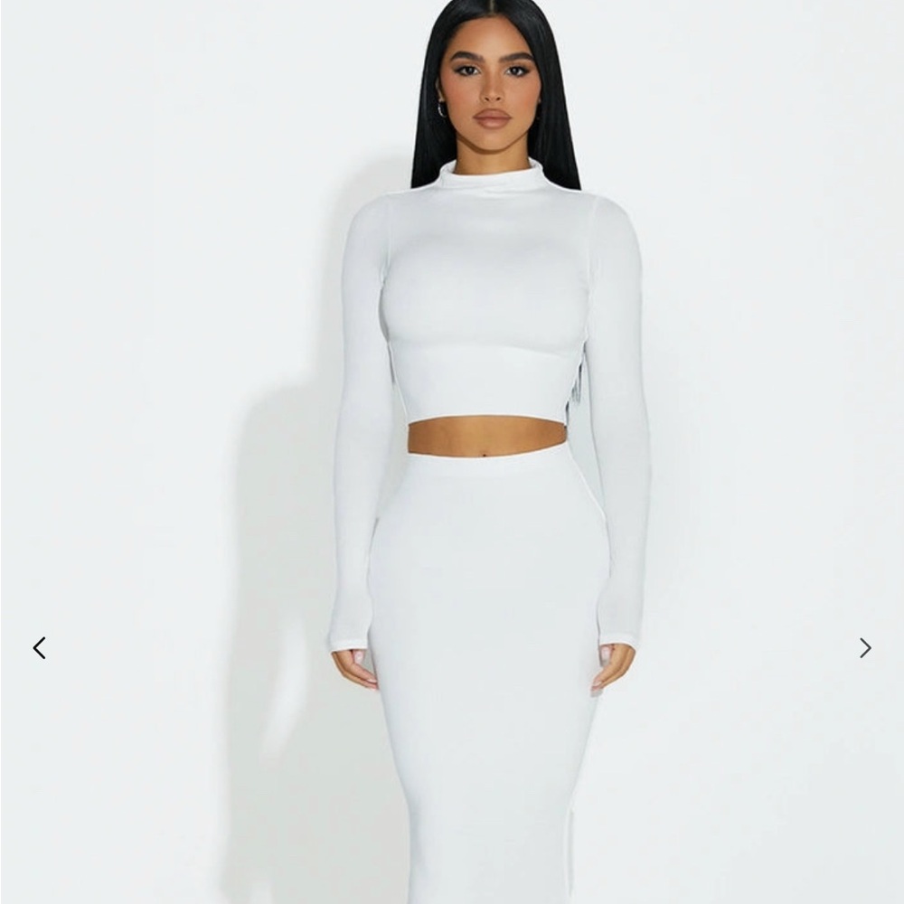 Naked Wardrobe midi white skirt